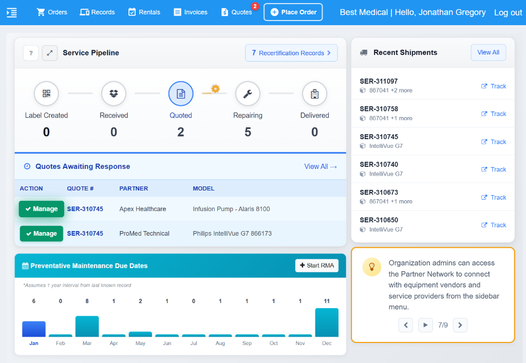 EzMedSource Hospital Dashboard